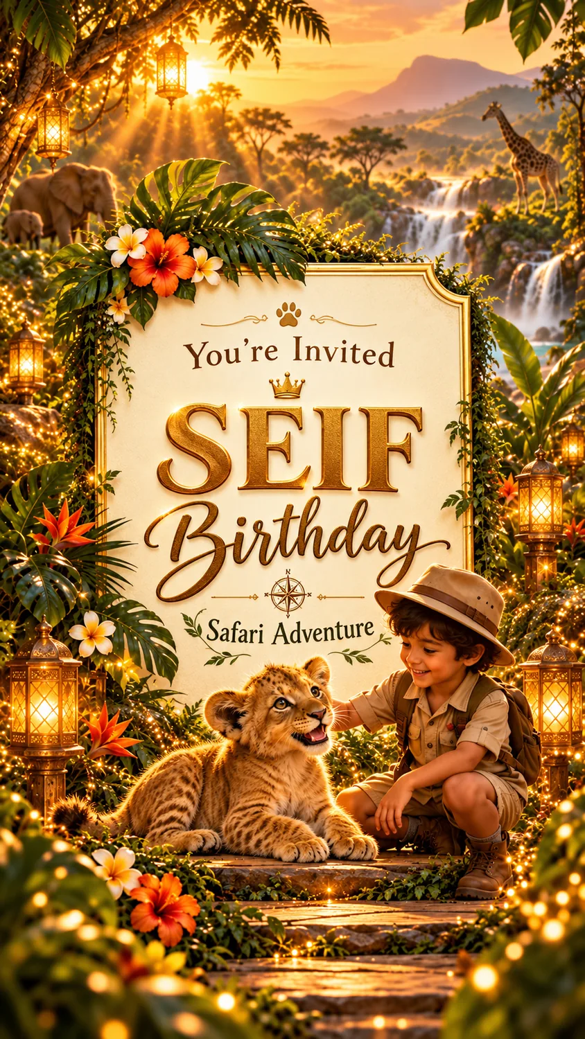Safari birthday invitation artwork